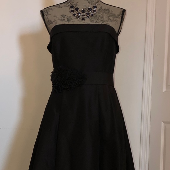 Strapless Black Taffeta Fit and Flare Dress, SZ 8 - Picture 8 of 8